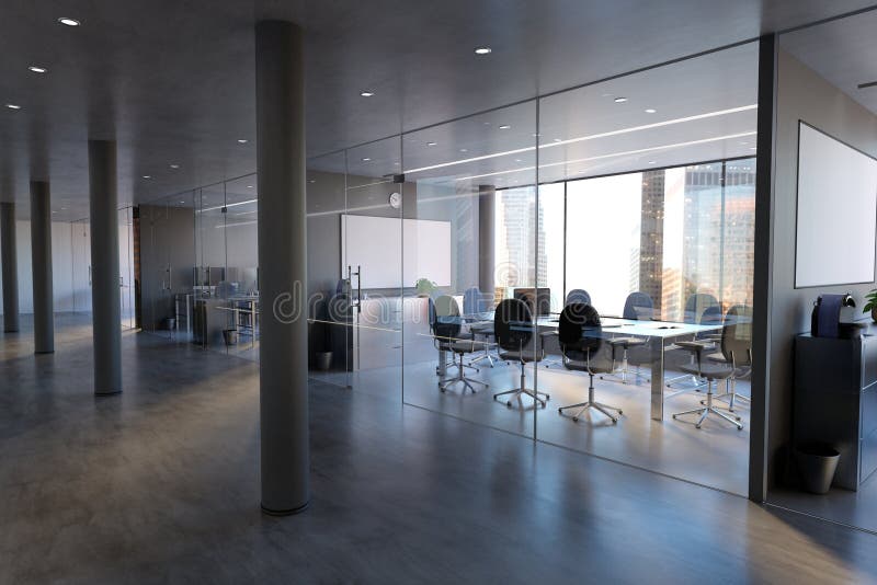 Download Glass Office Room Wall Mockup 3d Rendering Stock Illustration Illustration Of City Company 143504690