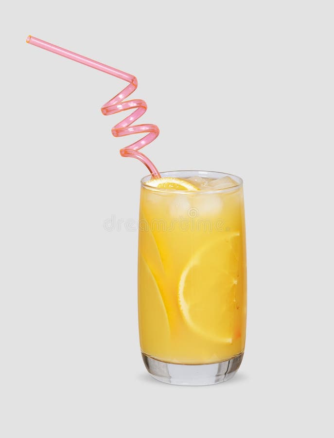 Glass of an orange with ice cocktail. Isolated