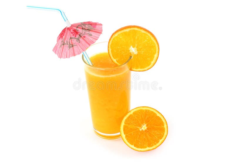 Glass of Orange Juice with Umbrella Stock Image Image of freshness