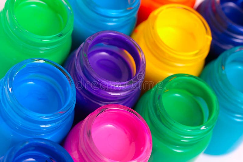 Glass paint pots stock photo. Image of concept, used 22545046