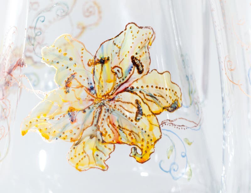Glass painting stock photo. Image of orchid, pitcher 21982720