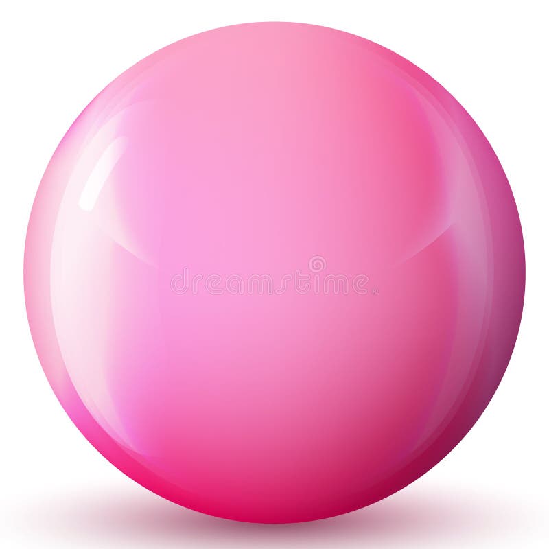 Glass pink ball or precious pearl. Glossy realistic ball, 3D abstract vector illustration highlighted on a white