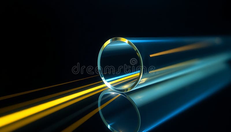 Glass pipes with blue light, modern technology and futuristic design elements Generative AI stock illustration