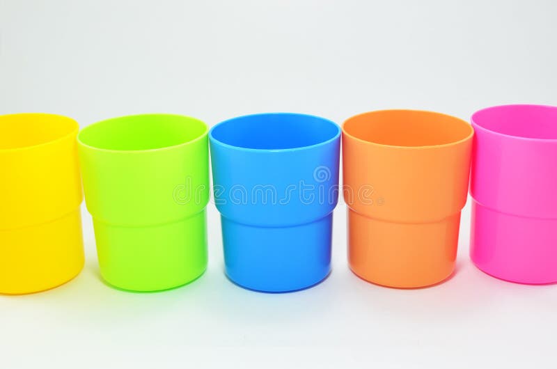 Glass, Plastic, Assorted Colors. Stock Photo Image of plastic, blue