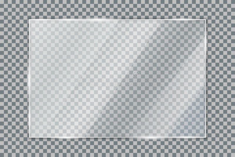 Glass plate on transparent background, clear glass showcase, realistic window mockup, acrylic and glass texture with glares royalty free illustration Glass plate on transparent background, clear glass showcase, realistic window mockup, acrylic and glass texture with glares royalty free illustration