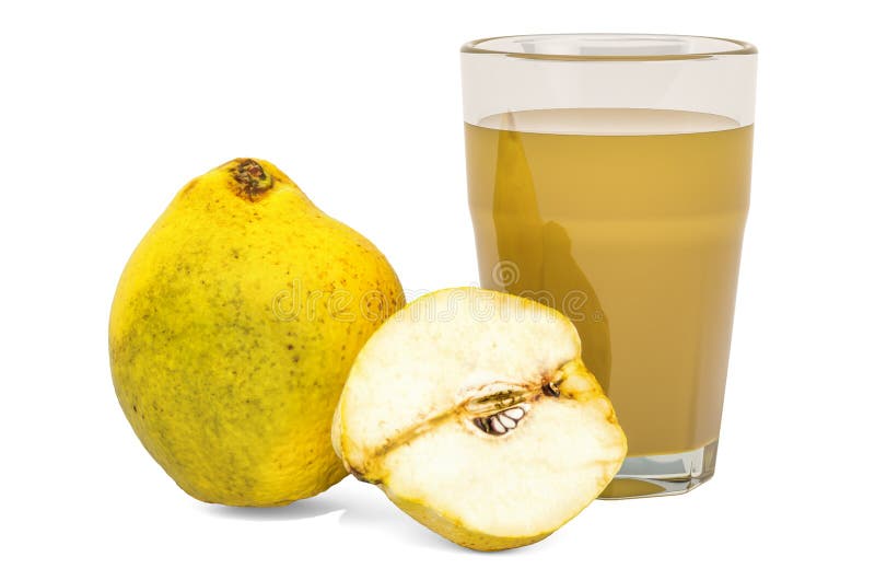 Glass of Quinces Juice with Quinces, 3D Rendering Stock Illustration