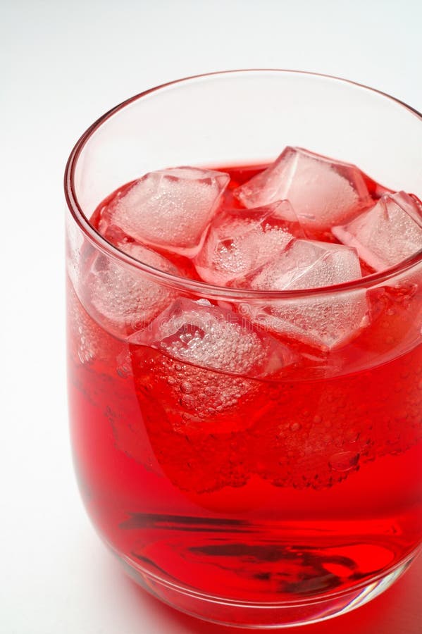 Glass of red drink with ice 3