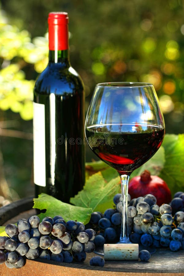 Glass of red wine with bottle and grapes royalty free stock photo Glass of red wine with bottle and grapes royalty free stock photo