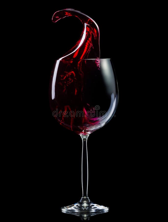 Glass for Red Wine with Splashes Isolated on Black Background. Stock Photo  - Image of black, glass: 152768578
