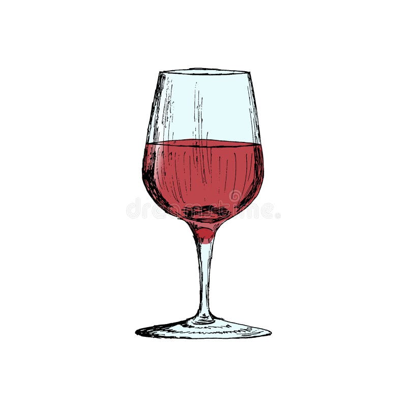 Download A Glass Of Red Wine Vintage Hand Drawn Sketch Vector ...