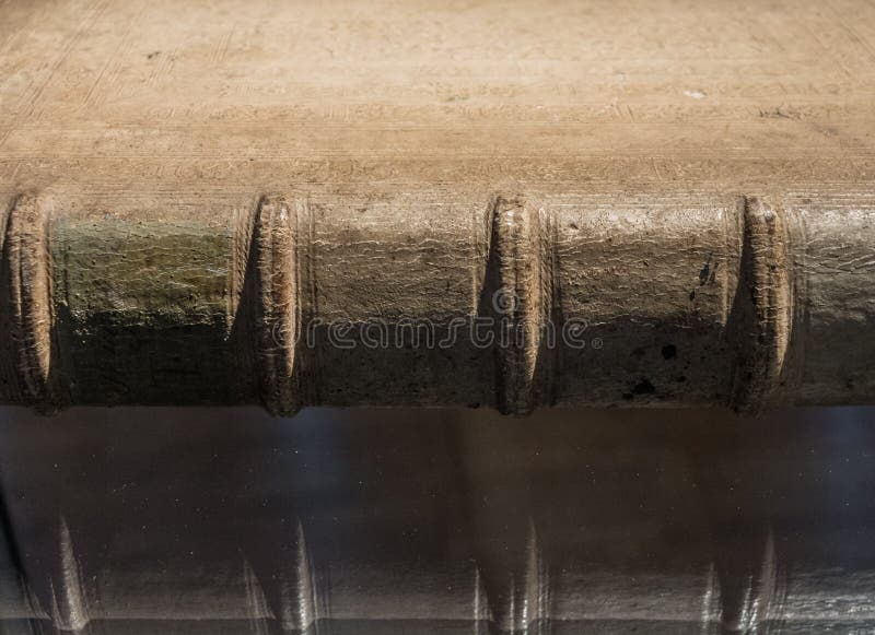 Glass reflection of old book in an ancient library stock photography