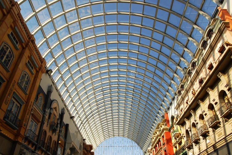Glass roof structure in west edmonton mall ( the largest indoor shopping mall in north america), edmonton, alberta, canada
