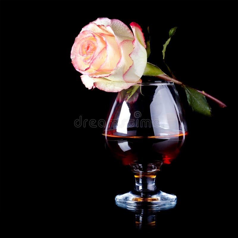 Glass, rose and money. stock image. Image of glass, liqueur 36614795