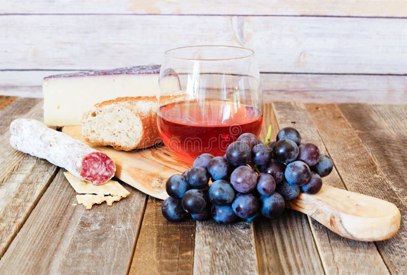 Glass of Rose Wine with Appetizers Stock Photo Image of close