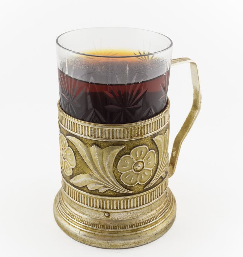 Russian Soviet tea cup glass holder WITH FACRTED GLASS USSR Podstakannik 