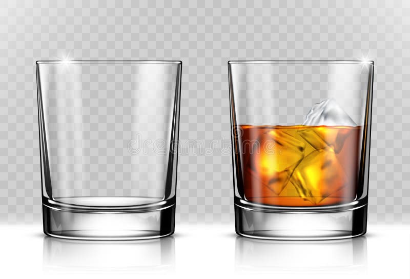 Glass of scotch whiskey and ice