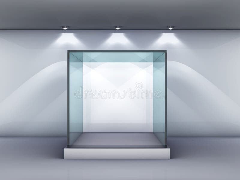 Glass showcase in the gallery vector illustration