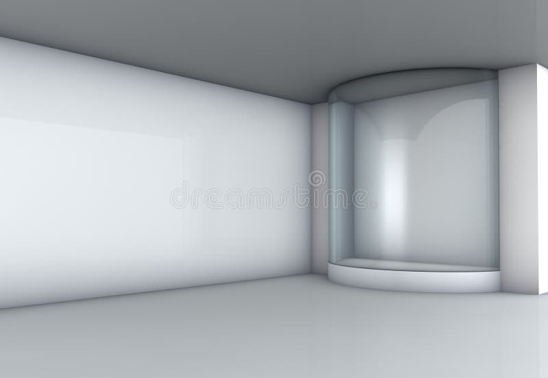 Glass showcase in the gallery vector illustration