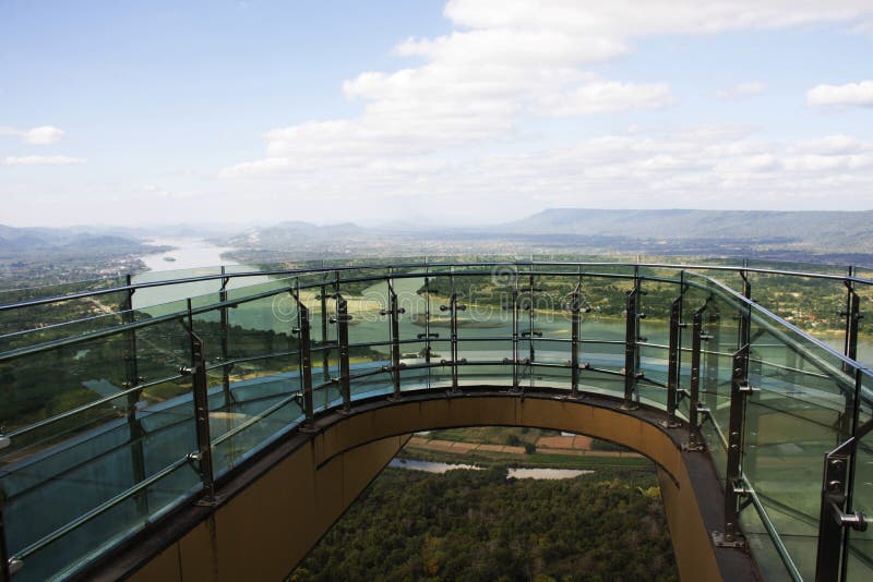 Glass skywalk of cliffs for travelers thai people and foreigner travel visit at Wat Pha Tak Suea temple in Nong Khai, Thailand. Glass skywalk of cliffs for travelers thai people and foreigner travel visit at Wat Pha Tak Suea temple in Nong Khai, Thailand