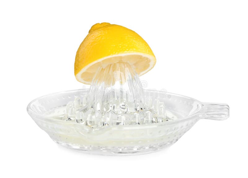 Glass Squeezer and Halved Fresh Lemon on White Background Stock Photo Image of glass, juice