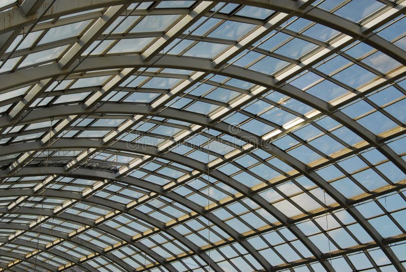 Glass and steel roof structure in west edmonton mall ( the largest indoor shopping mall in north america), edmonton, alberta, canada