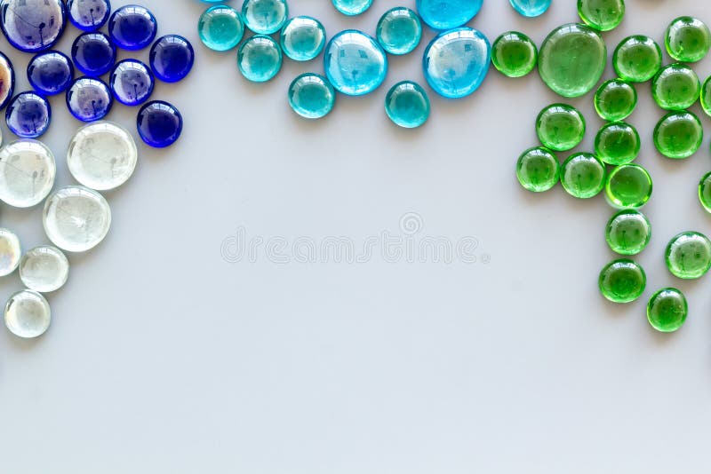 Glass Stones Frame for Design and Home Creativity on Gray Background