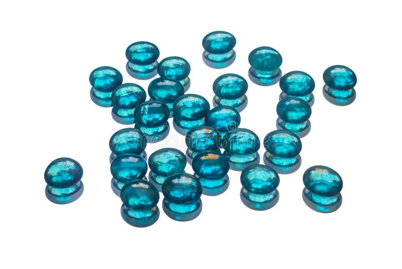 STONED® 500 Grams Approx 100 Decorative TURQUOISE Aqua Blue Round Glass Pebbles 15-20mm With FREE Cotton Drawstring Bag 
