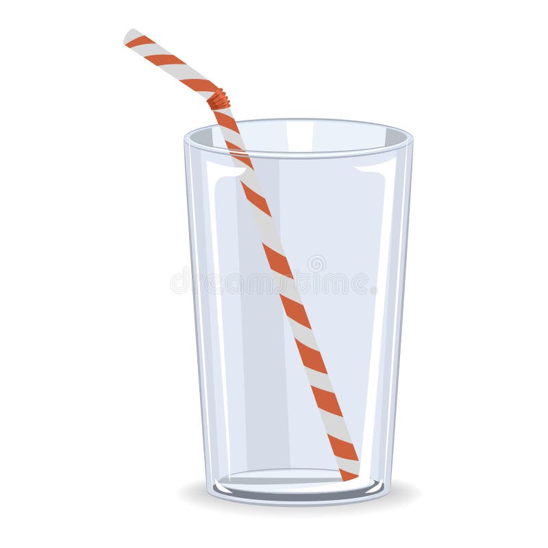 Glass with Straw stock vector. Illustration of clear - 73581517