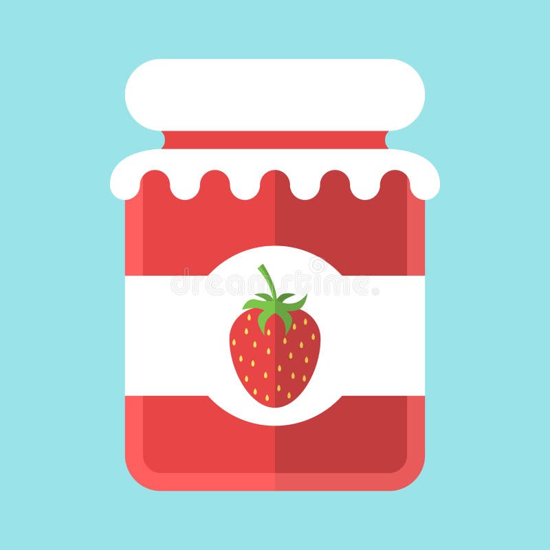 Glass strawberry jam jar