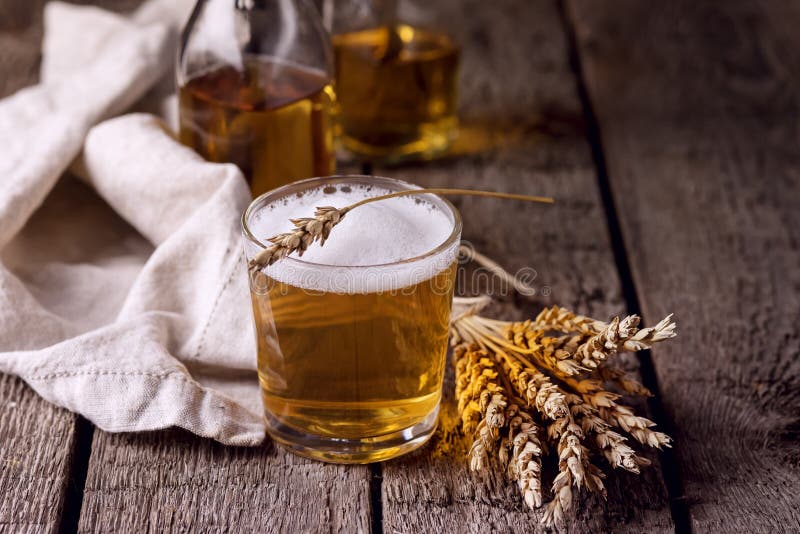 Glass of Tasty Homemade Beer Cild Drink Wooden Background Horizntal royalty free stock photo Glass of Tasty Homemade Beer Cild Drink Wooden Background Horizntal royalty free stock photo