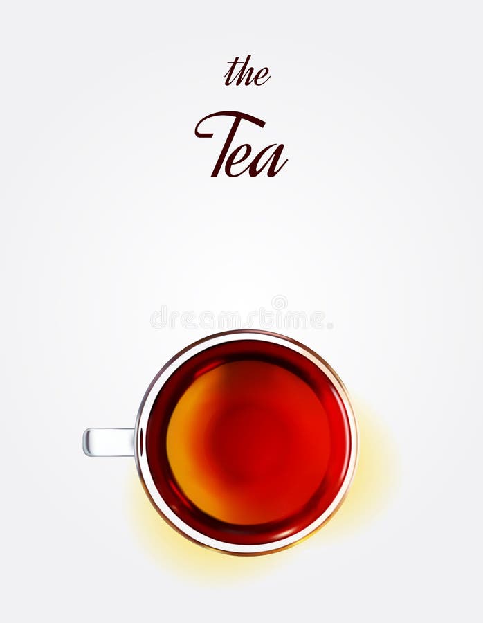 Glass Tea Cup with Black Tea. Top View Stock Vector Illustration of mock, white 144889983