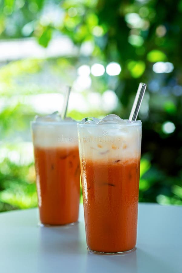 Glass Of Thai Iced Tea With Milk Stock Photo Image of cool, thai
