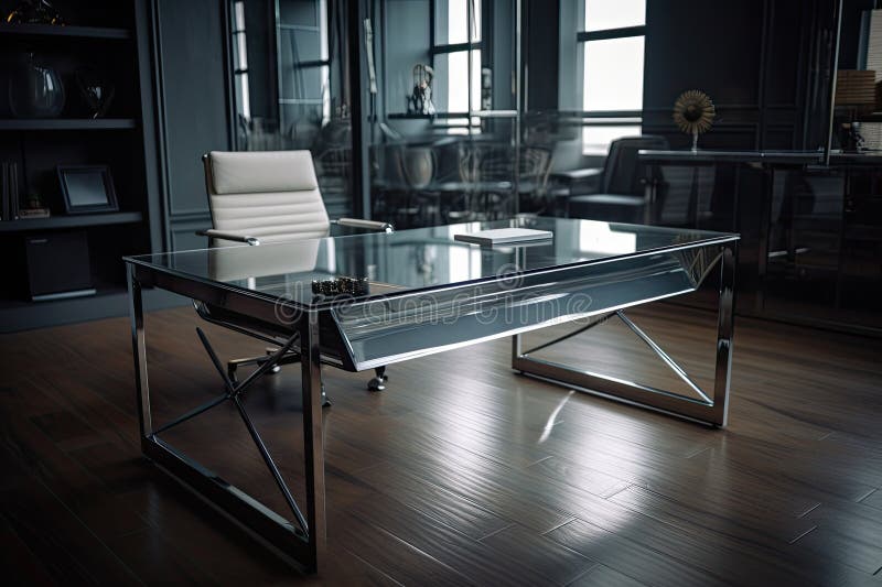 Glass top executive desk stock illustration Illustration of armchair