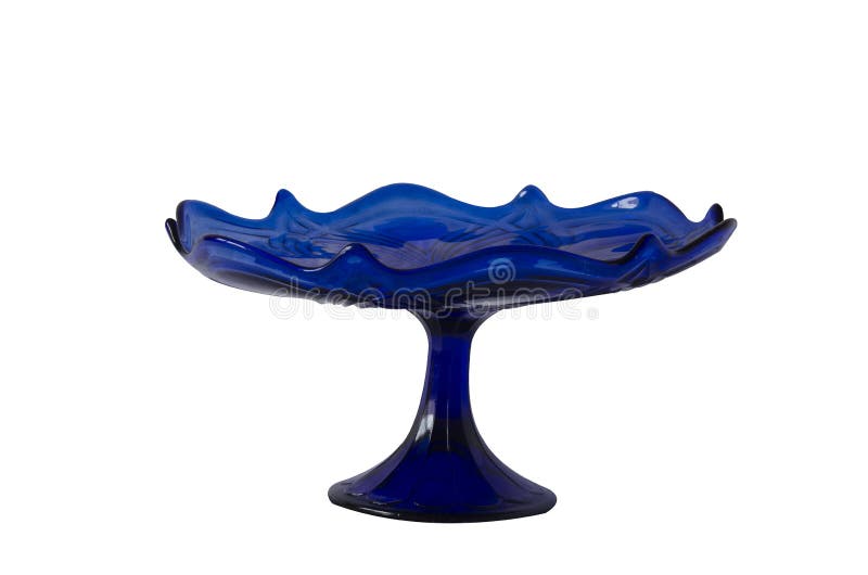 Glass Vase Blue on a Long Leg Stock Image Image of isolated, fruit