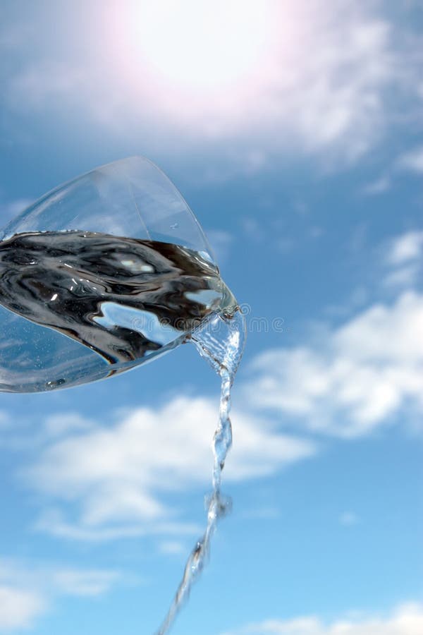 Glass of water against a sunny sky