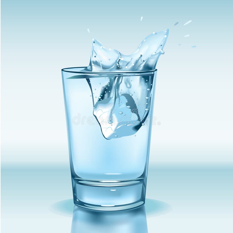Glass with water and ice stock illustration Glass with water and ice stock illustration