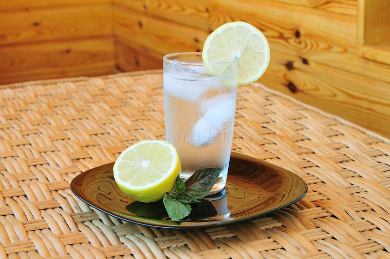 Glass of water with a lemon