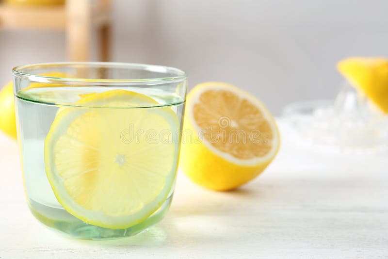 Glass of water with lemon slice