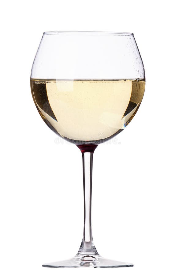 White Wine in Glass Isolated Over White Background Stock Photo Image