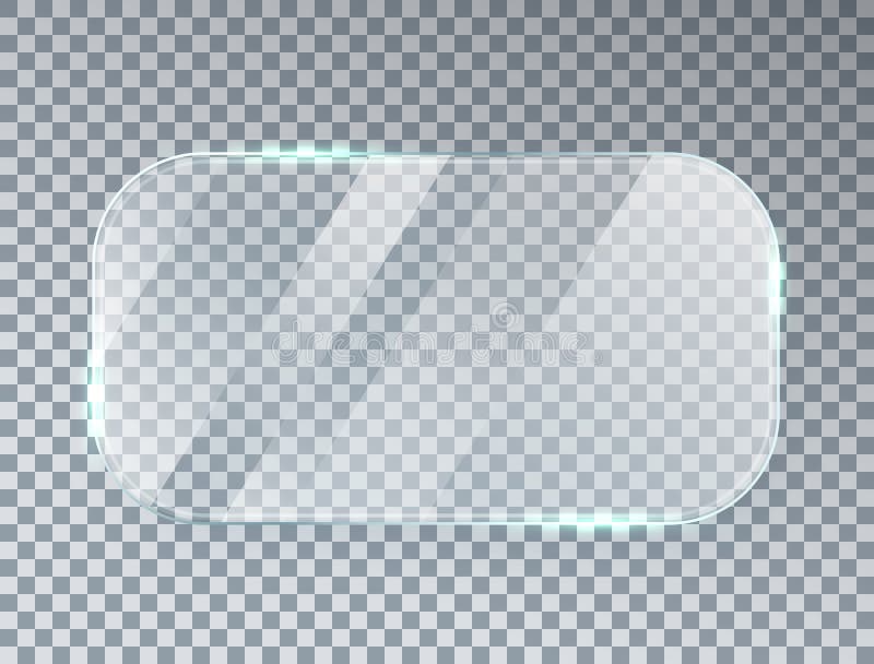 Glass window texture. Bright screen mockup. Glossy mirror panel. Plastic plate. Digital frame. Clear button. Square tag royalty free illustration