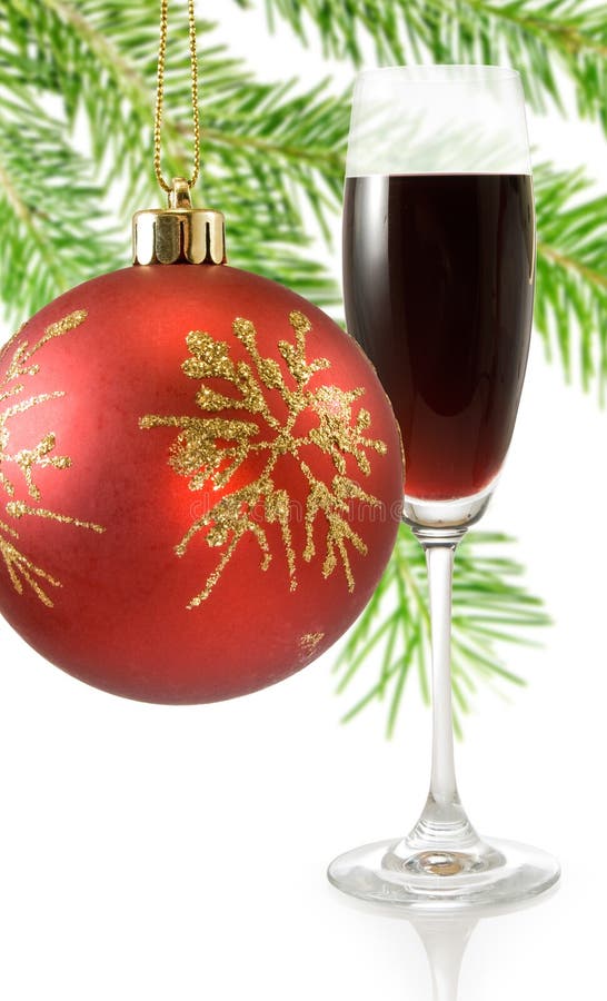 Vector of Red Wine Glass. Christmas Party Stock Vector Illustration