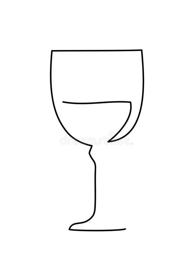 Glass of Wine. Wineglass Outline Silhouette Isolated on White ...