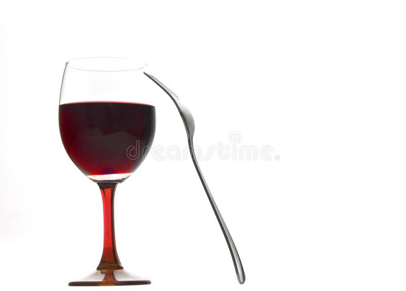 Náčinie kuchynské pohár vína s vidličkou.