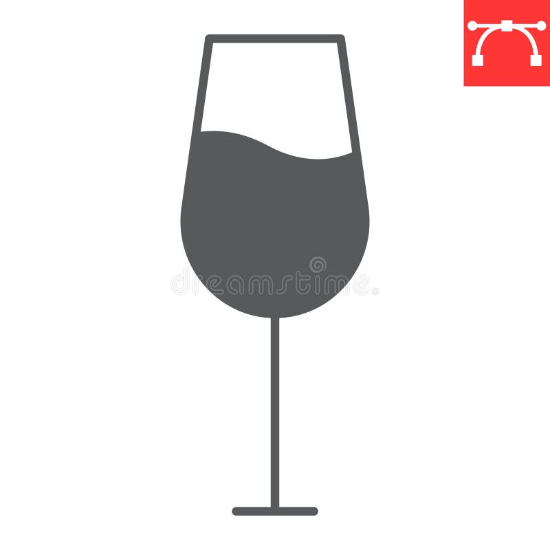 Glass of wine glyph icon stock illustration