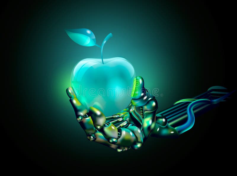 Glass äpple i en hand vektor illustrationer