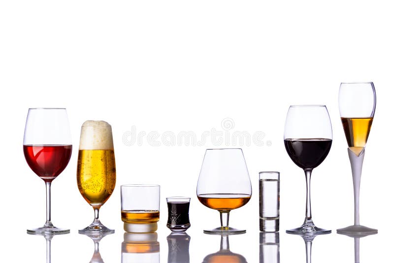 Glasses of alcoholic drinks