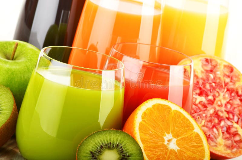 Glasses of Assorted Fruit Juice. Detox Diet Stock Photo Image of