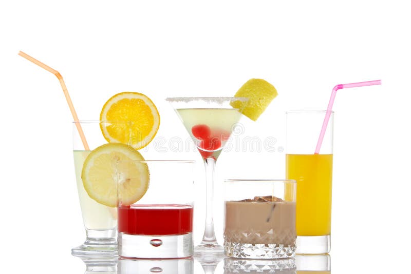 Glasses with beverages stock photos