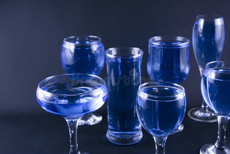 Glasses with a blue drink