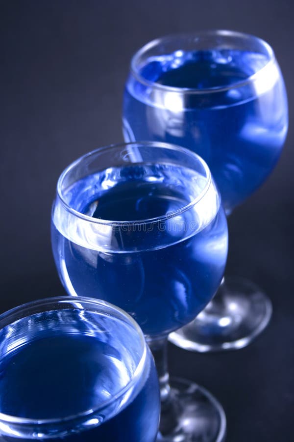 Glasses with a blue drink